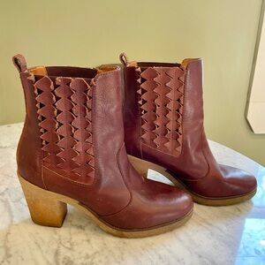 Leather Ankle Boots with Cut-Out Design